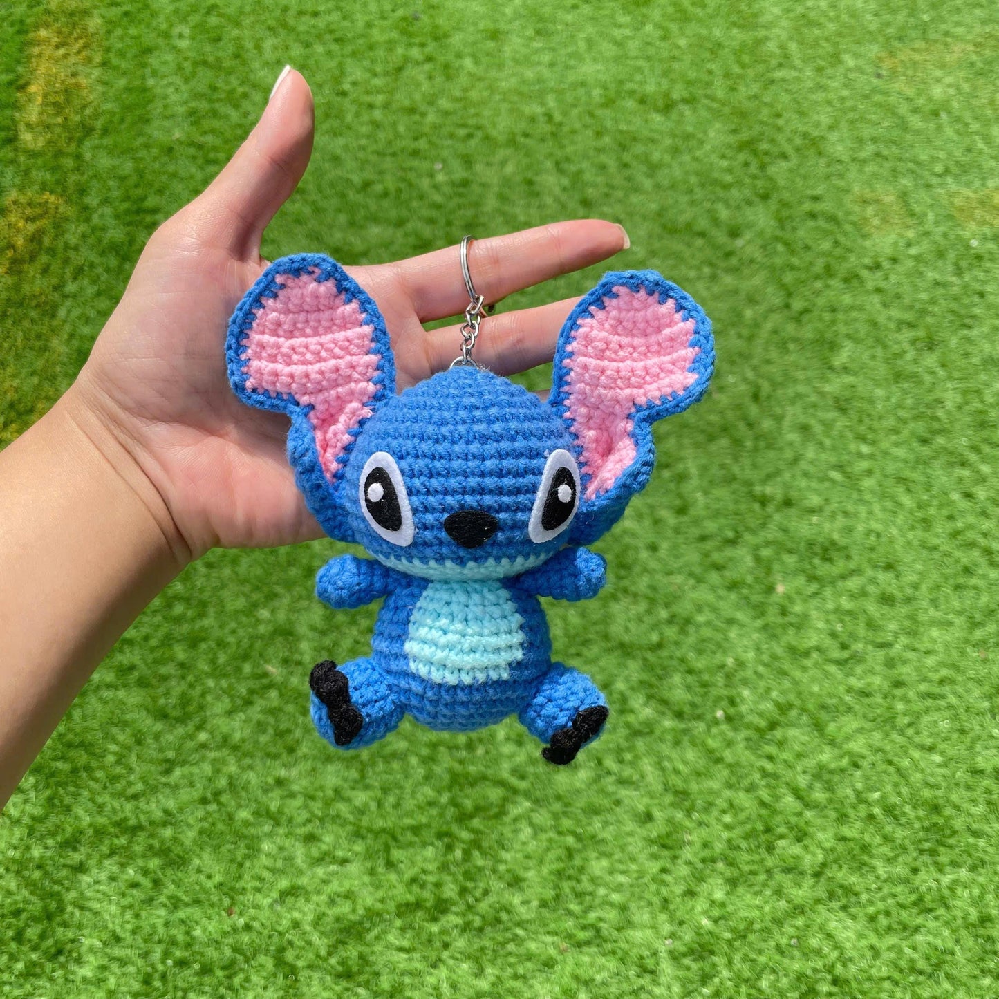 Handmade Crochet Stitch Keychain - Lilo & Stitch Charm