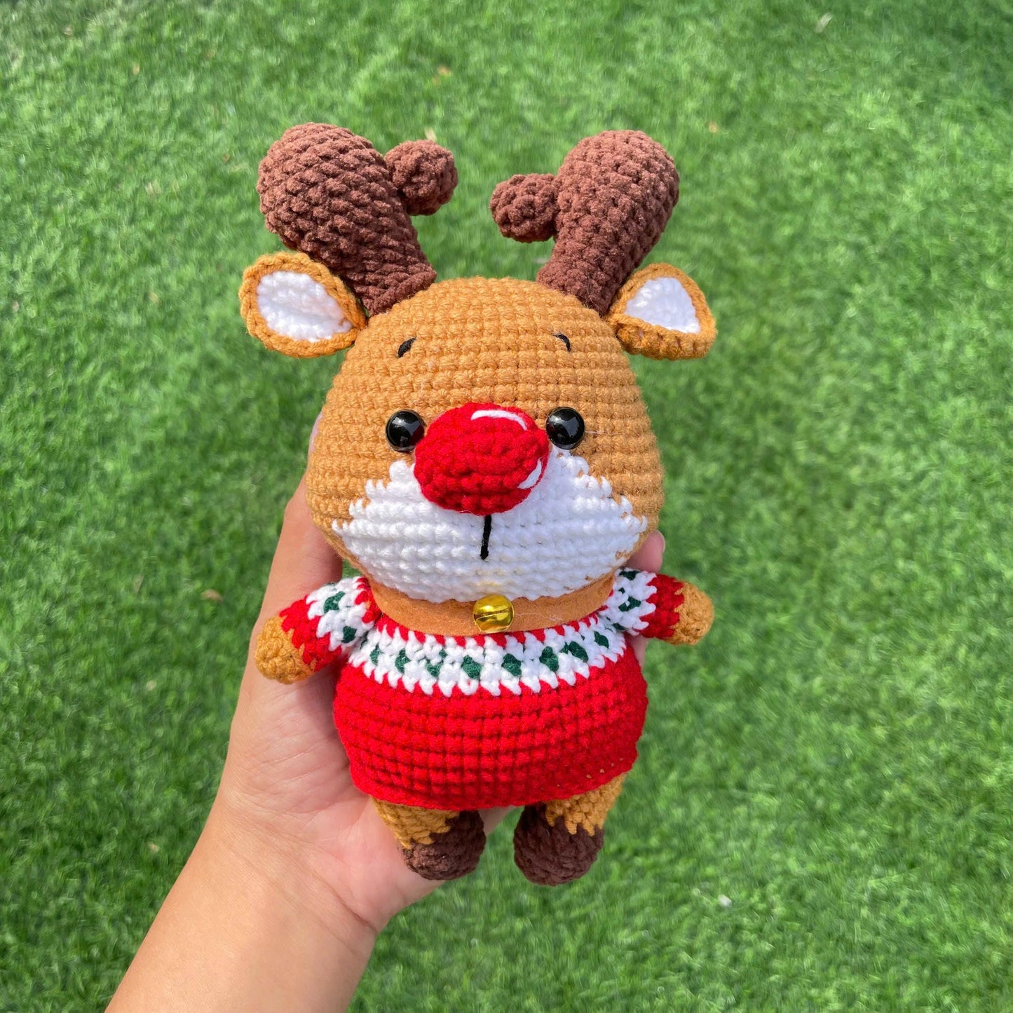 Handmade Crochet Christmas Reindeer Plush