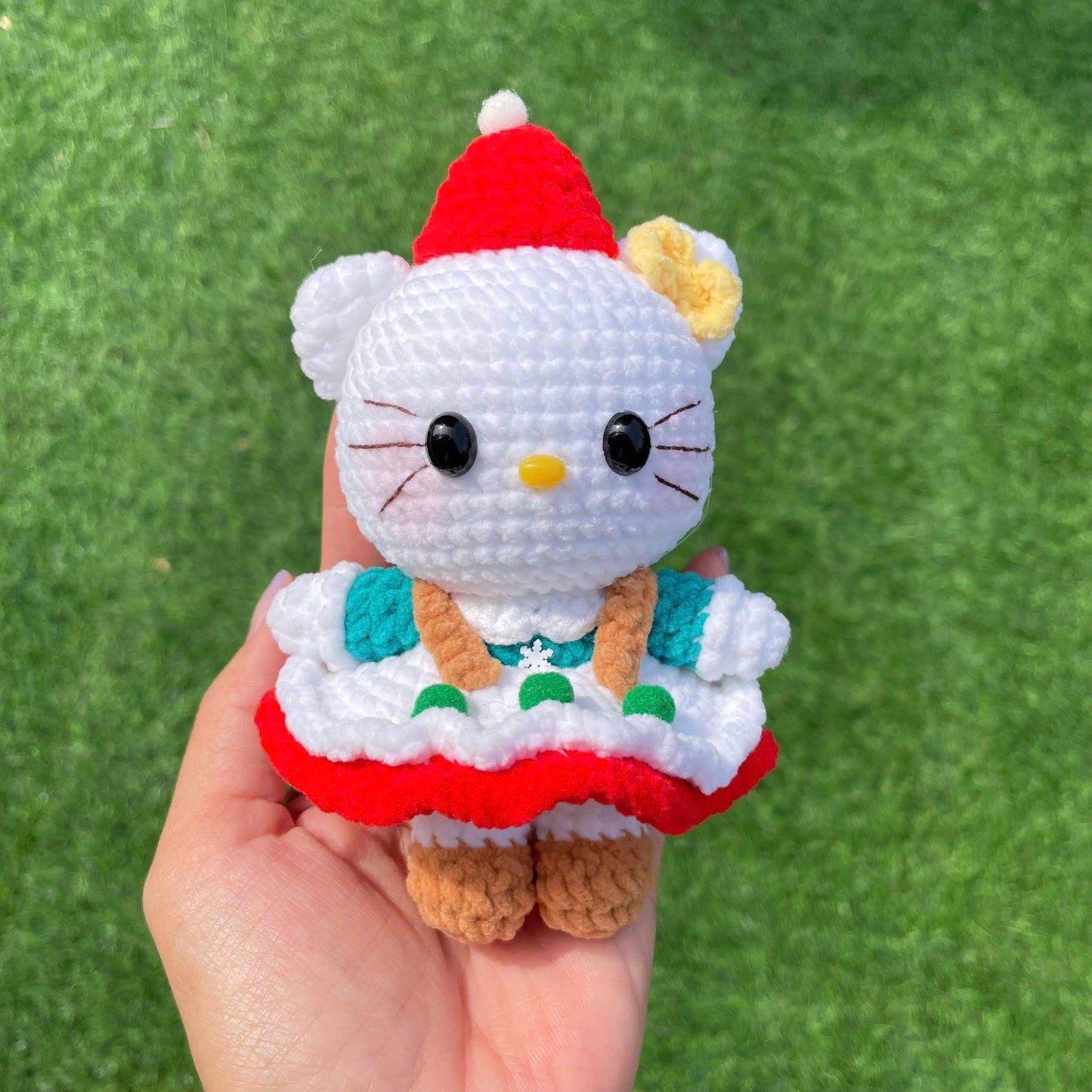 Handmade Crochet Christmas Hello Kitty Plush