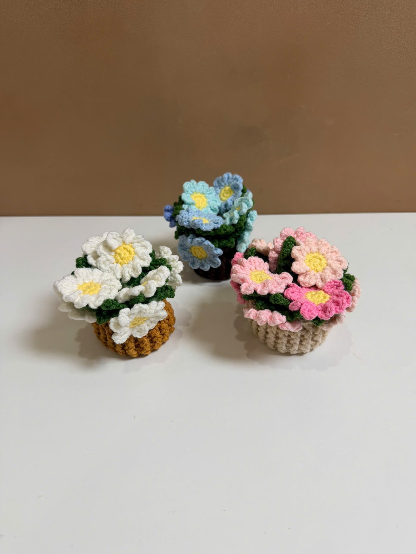 Handmade Crochet Flower Pot Coaster - Daisy