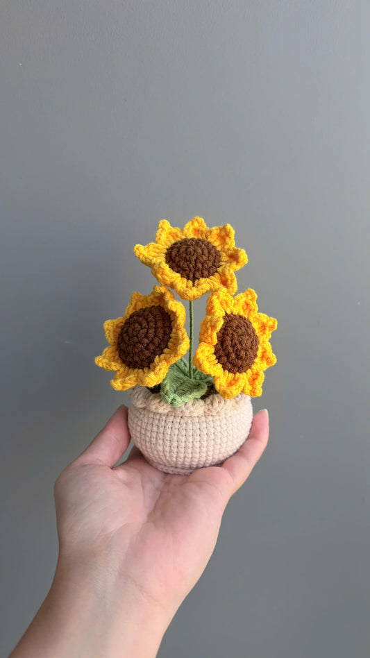 Handmade Crochet Sunflower Pot