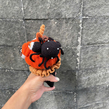Handmade Crochet Halloween Creepy Pumpkin Ice Cream Plush