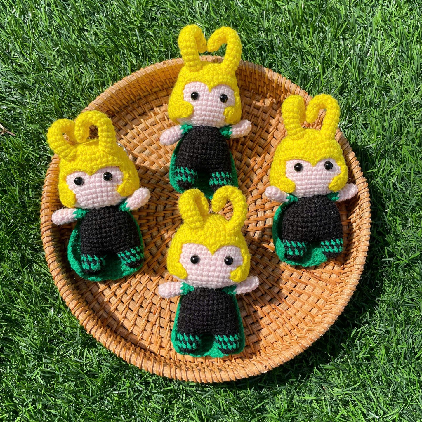 Handmade Crochet Loki Superhero Small Keychain