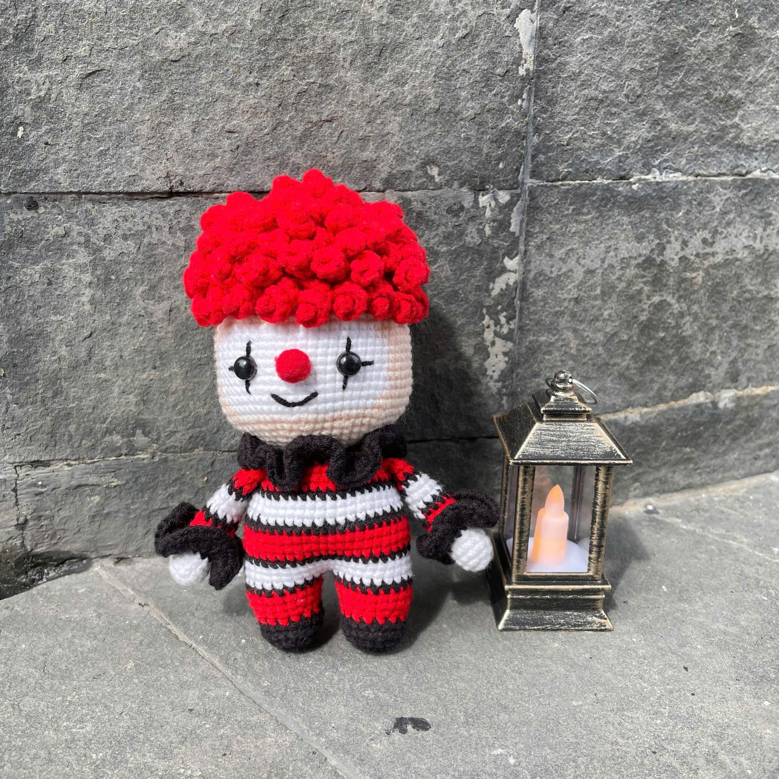 Handmade Crochet Halloween Clown Doll
