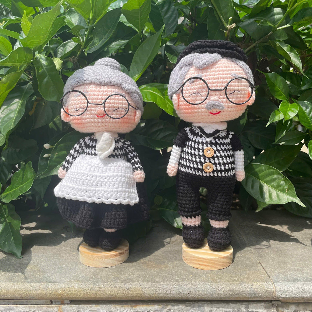 Handmade Crochet Grandma & Grandpa, Grandparents Dolls