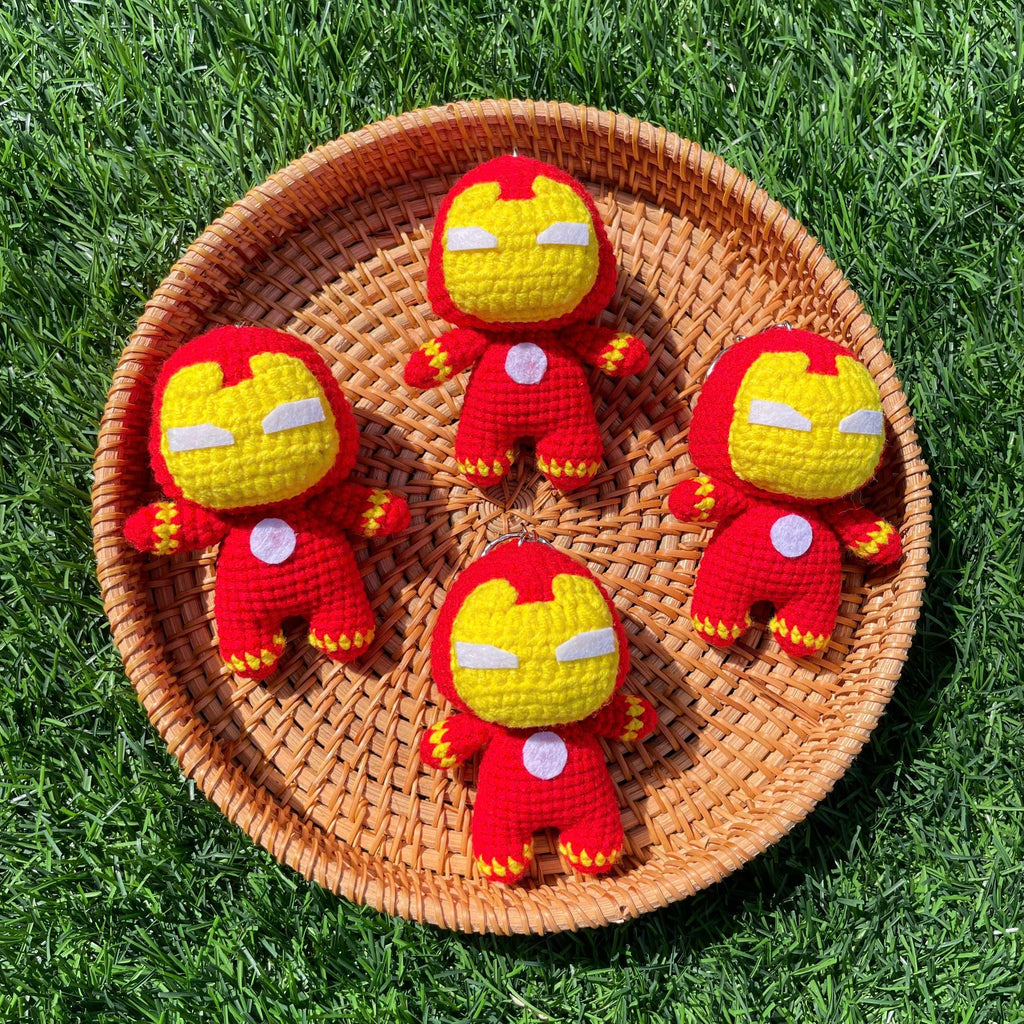 Handmade Crochet Ironman Superhero Small Keychain