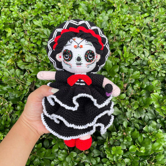 Handmade Crochet Halloween Mexican Singer Doll