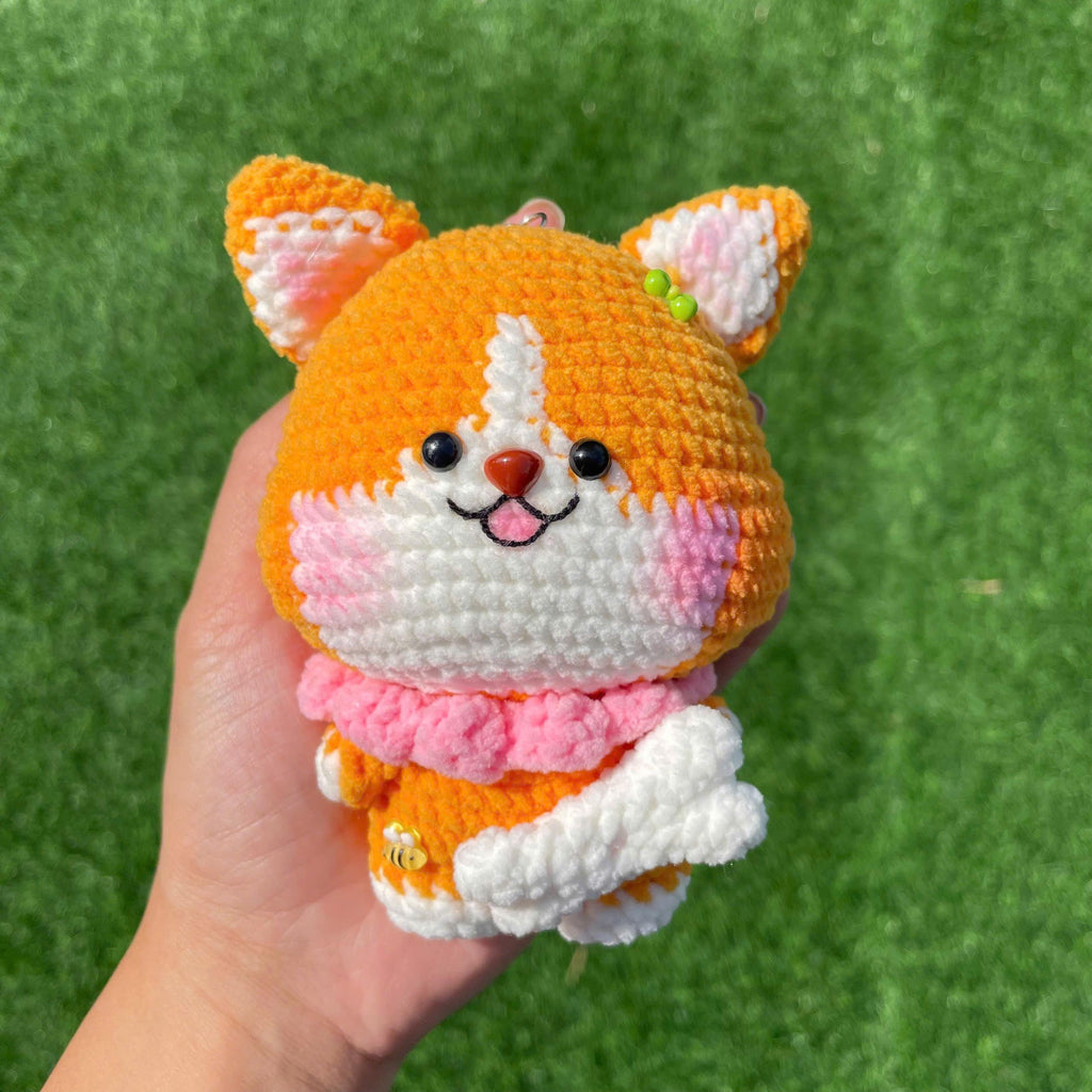 Handmade Crochet Dog Puppy Corgi Keychain