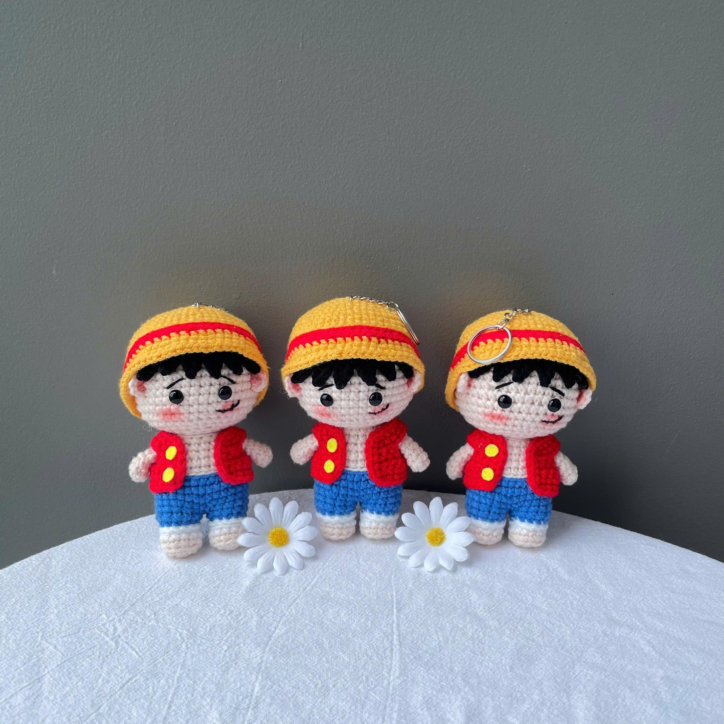 Handmade Crochet Luffy One Piece Keychain
