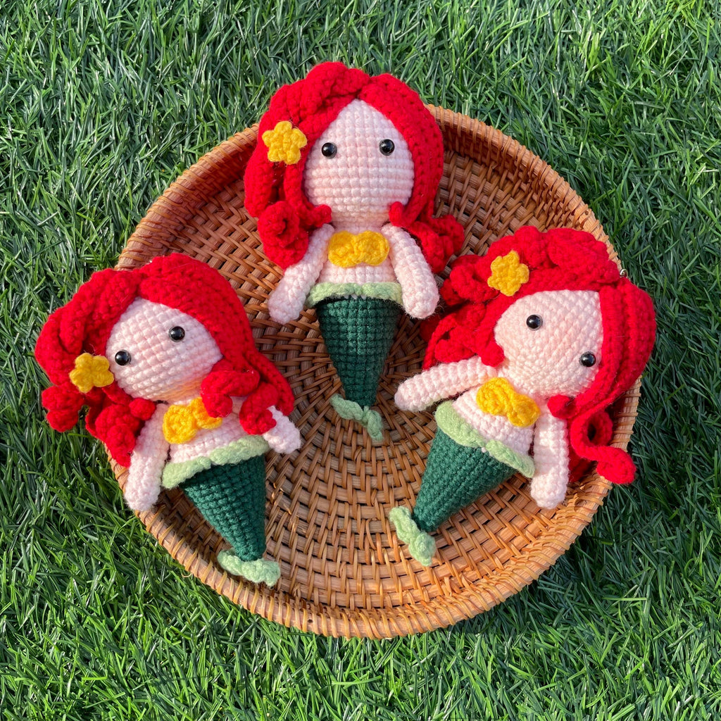 Handmade Crochet Ariel Princess Little Mermaid Keychain