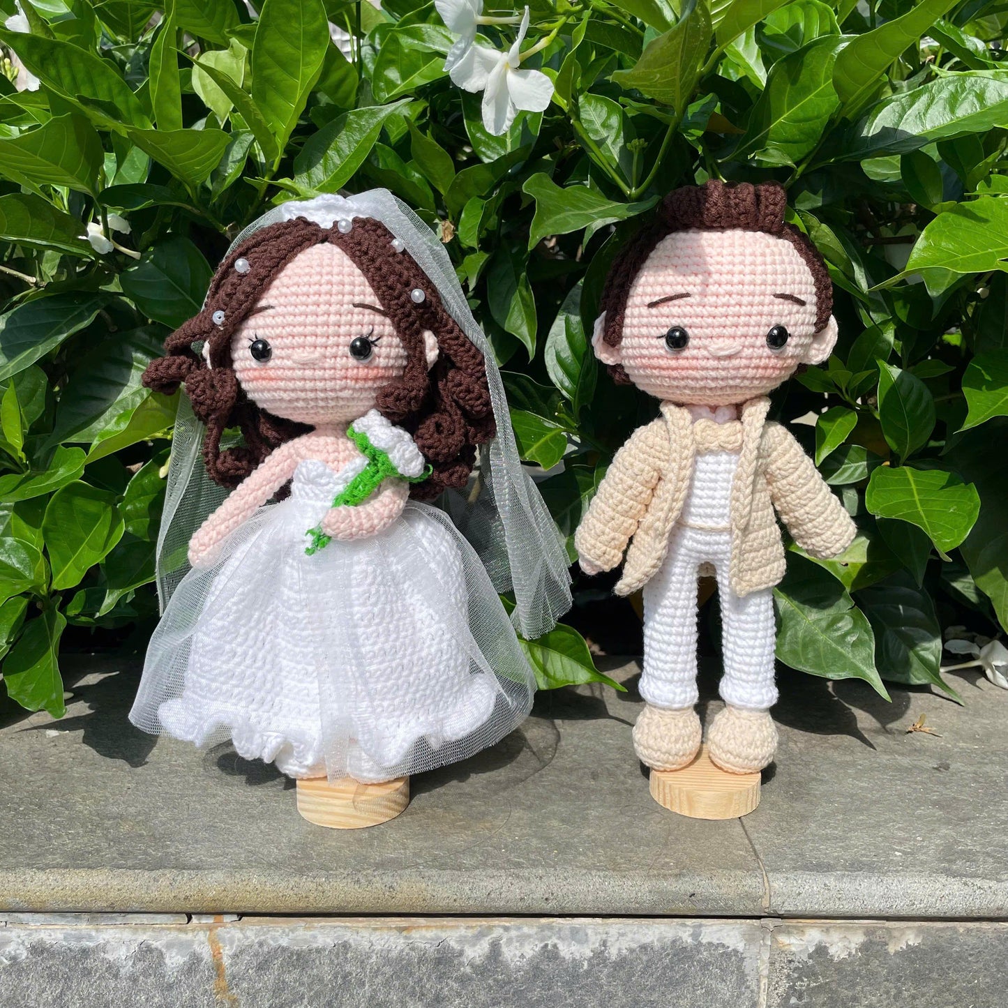 Handmade Crochet Wedding Couple - Bride and Groom Dolls