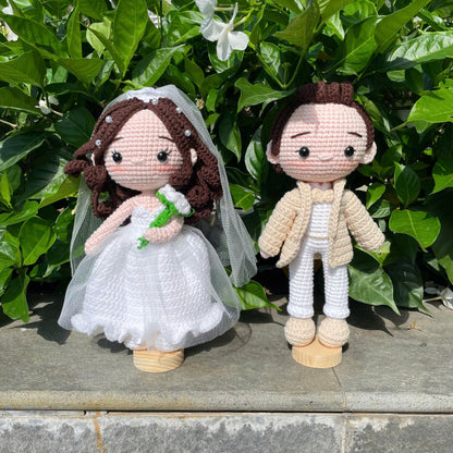 Handmade Crochet Wedding Couple - Bride and Groom Dolls