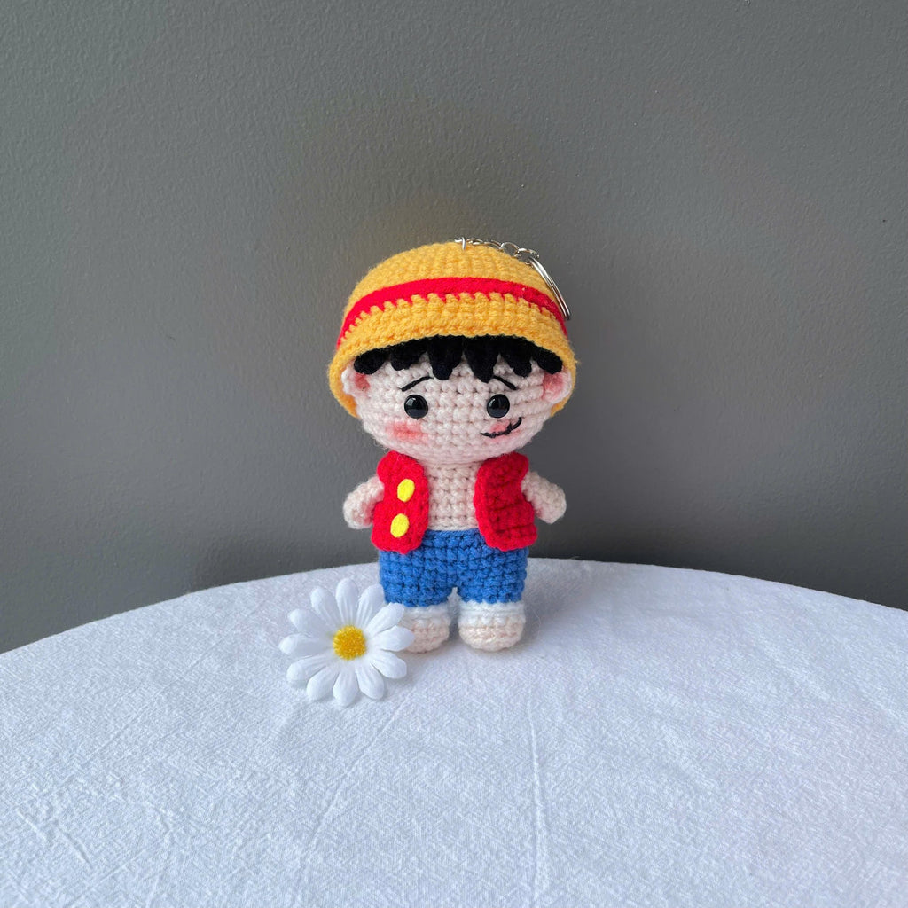 Handmade Crochet Luffy One Piece Keychain