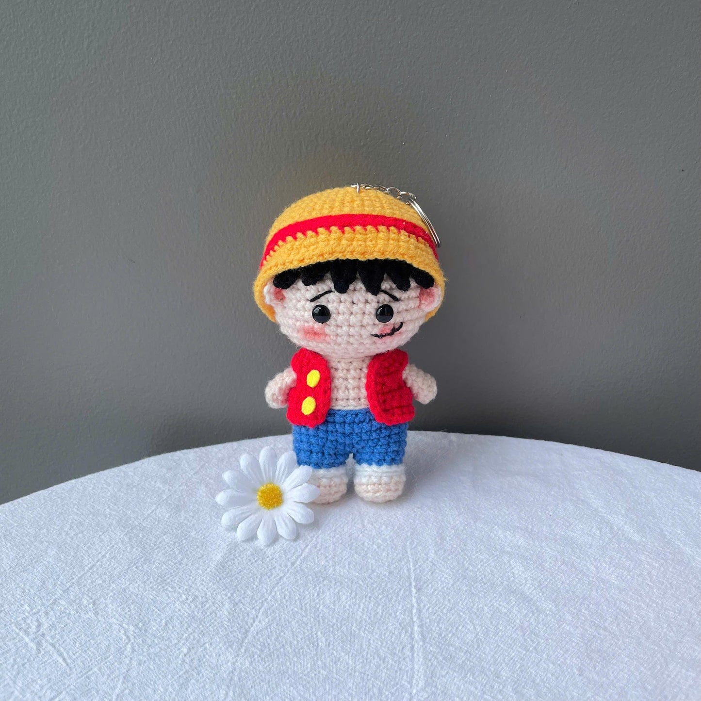 Handmade Crochet Luffy One Piece Keychain