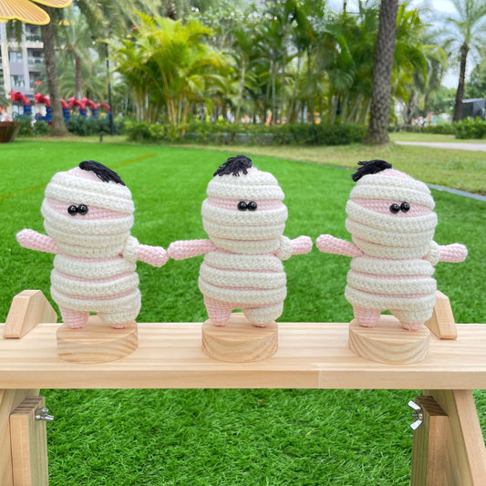 Handmade Crochet Spooky Halloween Mummy Doll Keychain