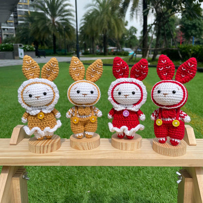 Handmade Crochet Bunny Couple Keychain