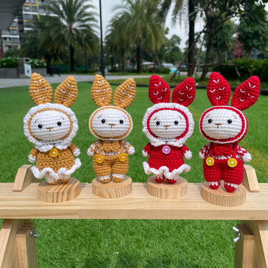 Handmade Crochet Bunny Couple Keychain