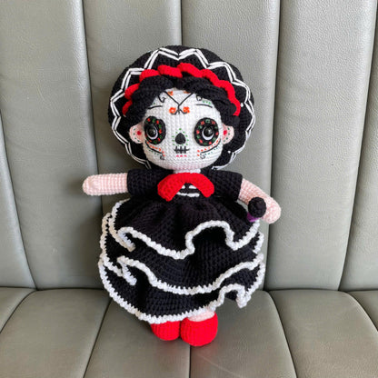 Handmade Crochet Halloween Mexican Singer Doll