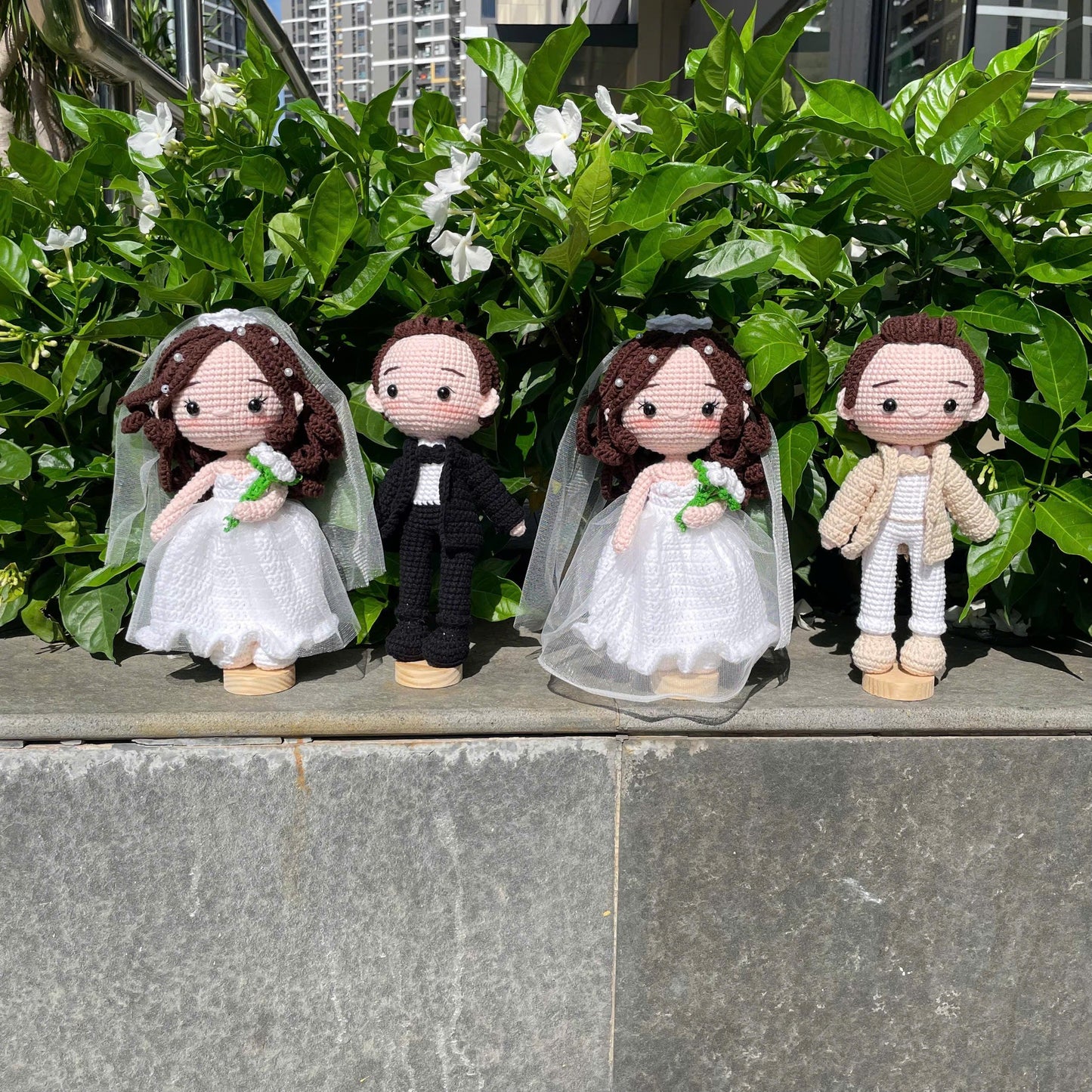 Handmade Crochet Wedding Couple - Bride and Groom Dolls