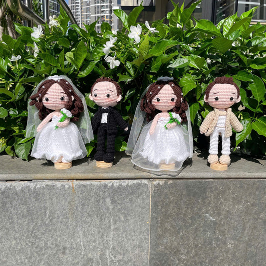 Handmade Crochet Wedding Couple - Bride and Groom Dolls