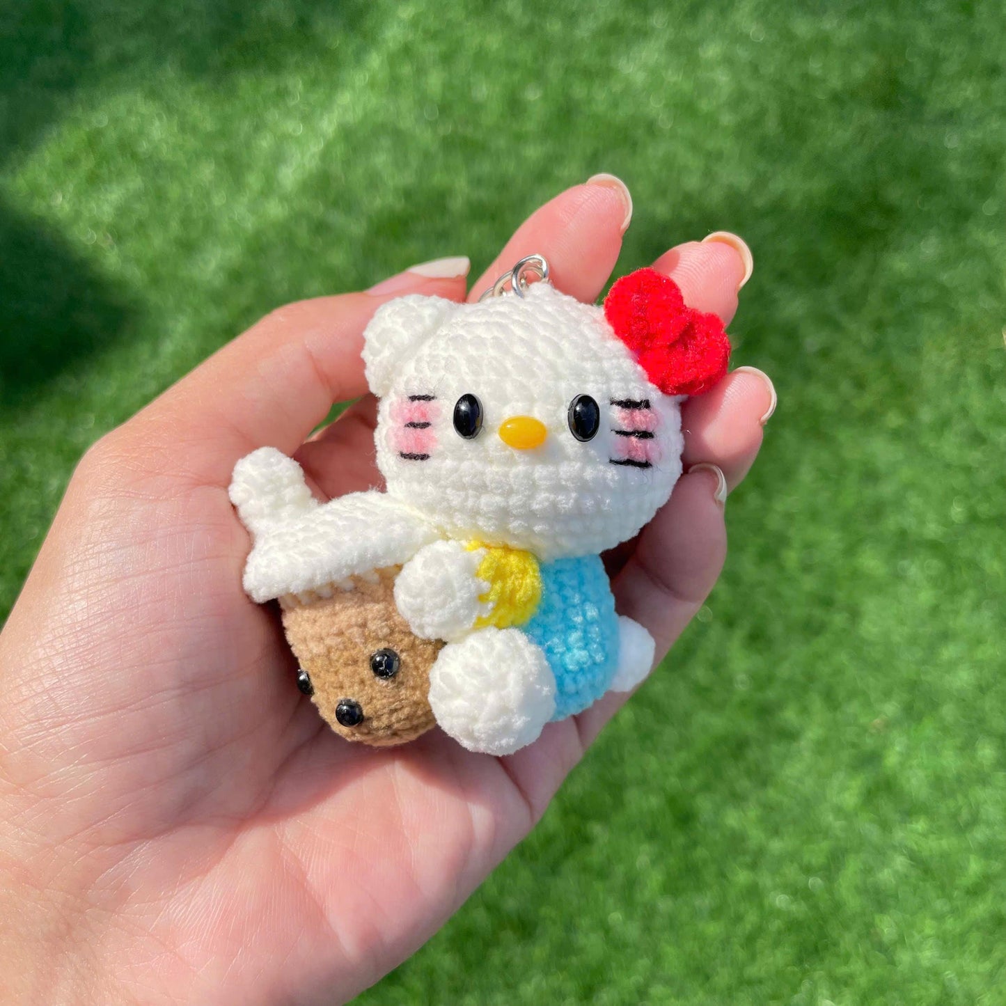 Handmade Crochet Hello Kitty Small Keychain