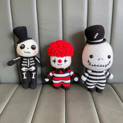 Handmade Crochet Halloween Clown Doll
