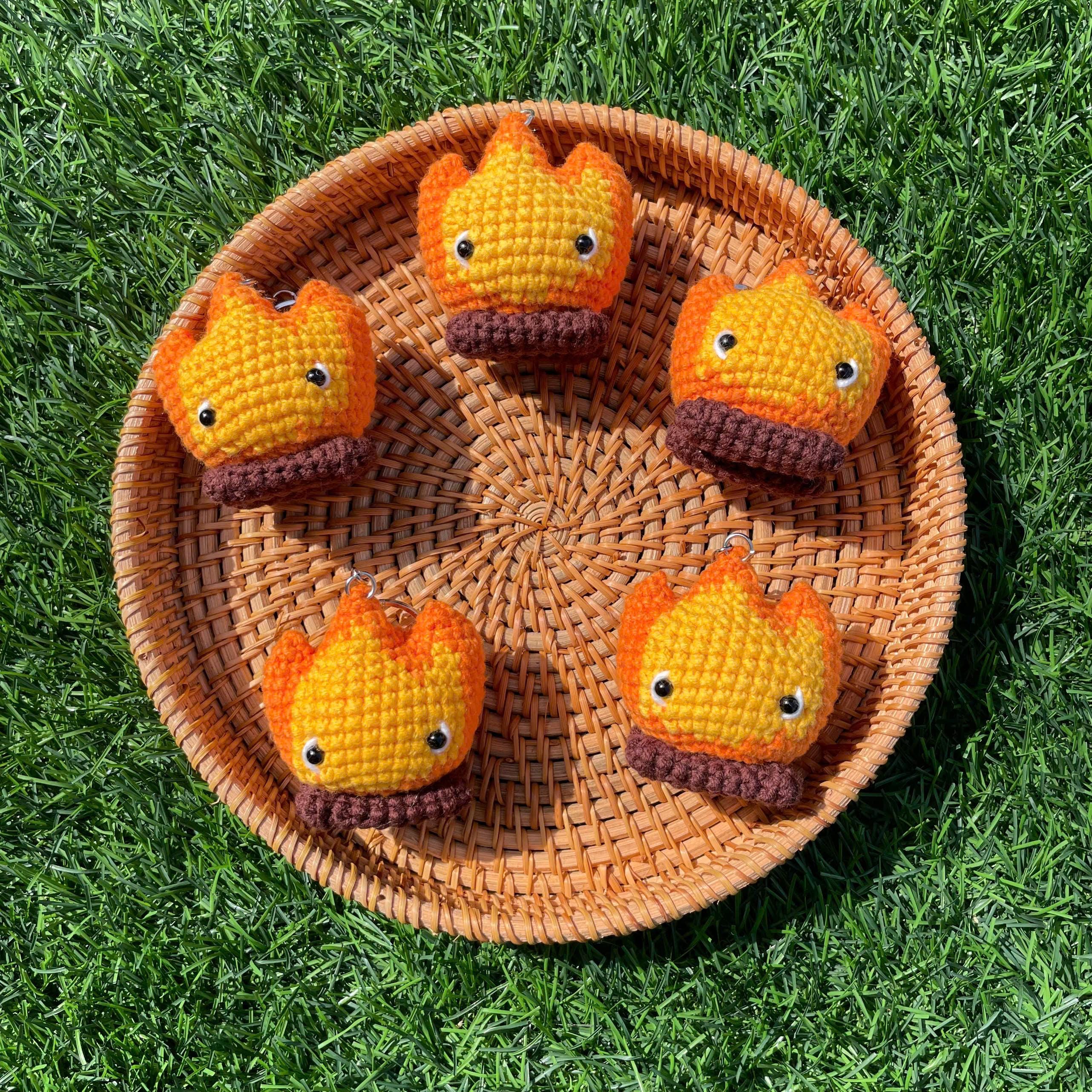 Handmade Crochet Ghibli Calcifer Keychain