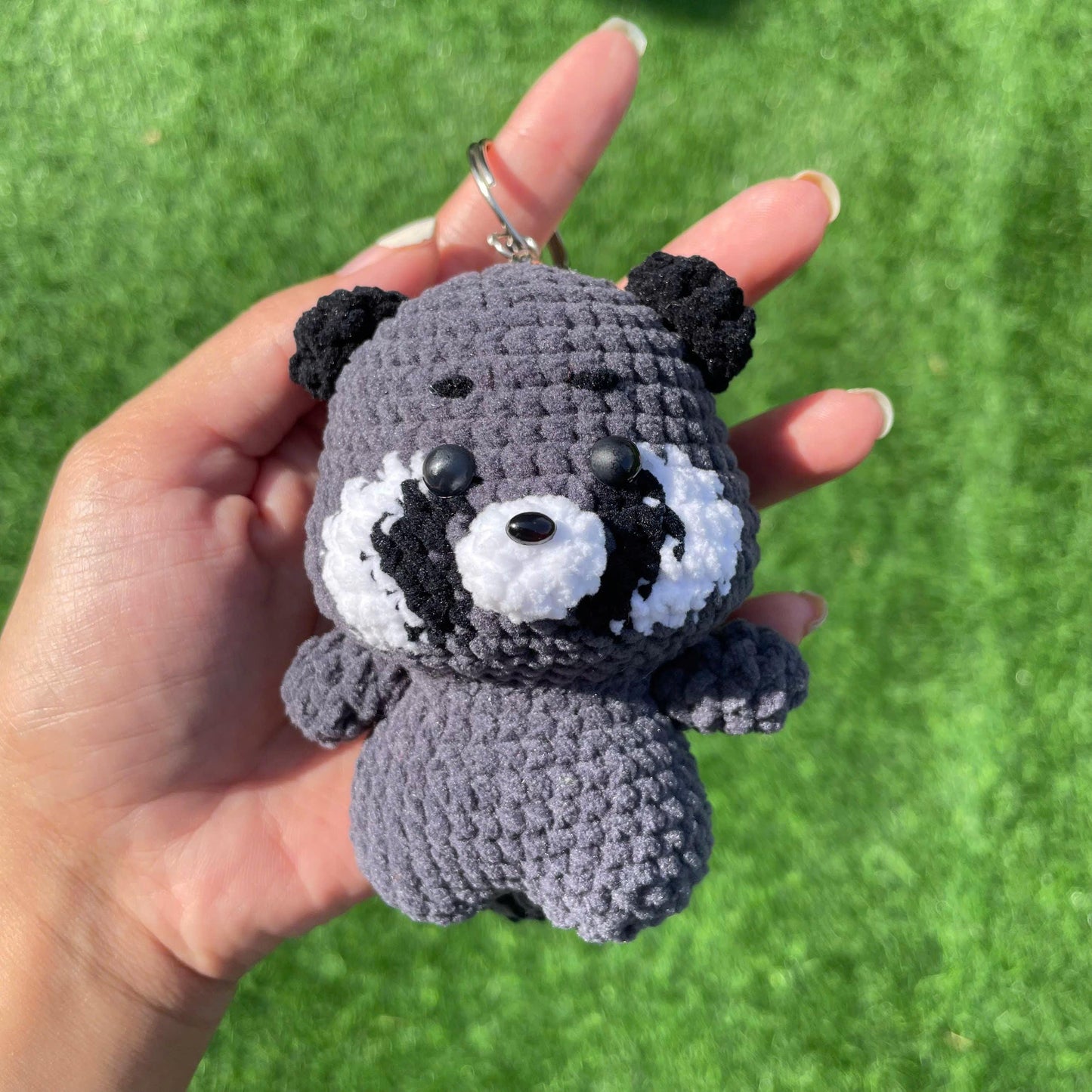 Handmade Crochet Raccoon Keychain