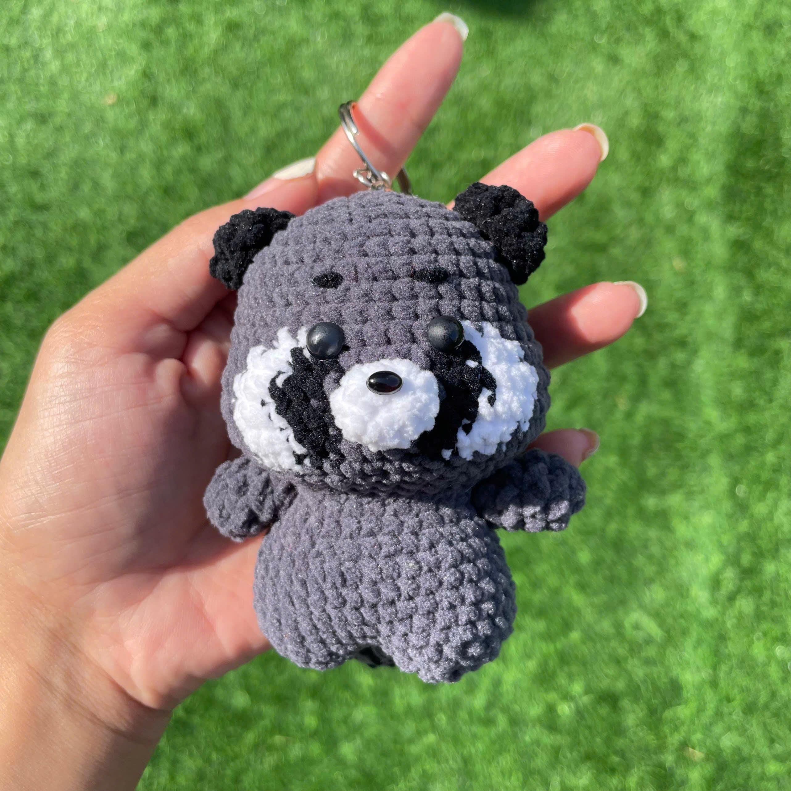 Handmade Crochet Raccoon Keychain
