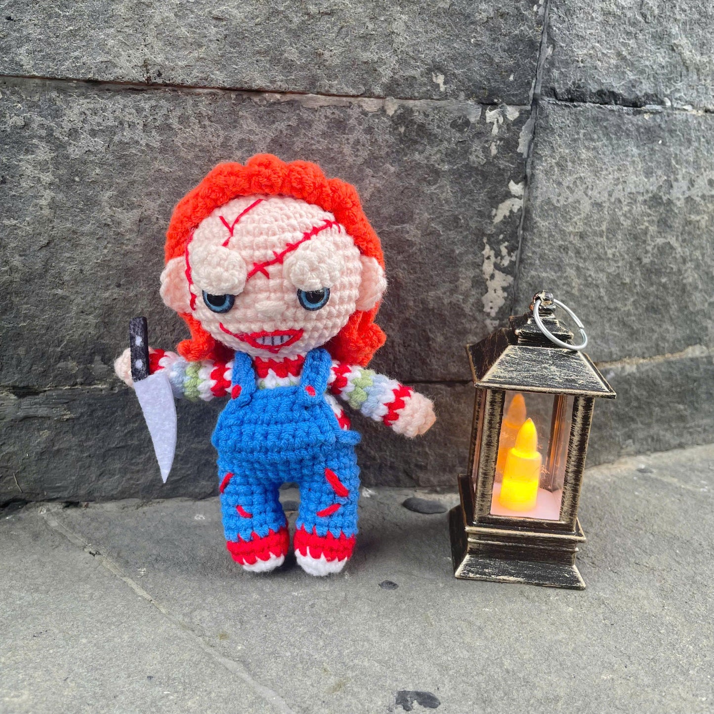 Handmade Crochet Spooky Halloween Chucky Doll
