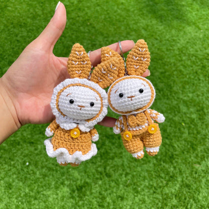 Handmade Crochet Bunny Couple Keychain