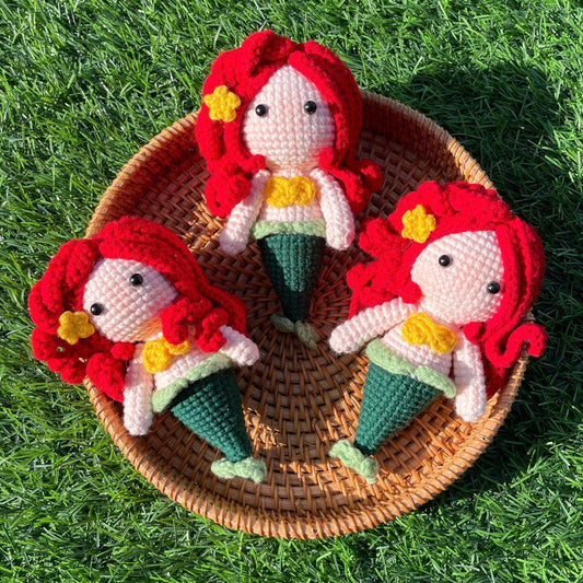 Handmade Crochet Ariel Princess Little Mermaid Keychain