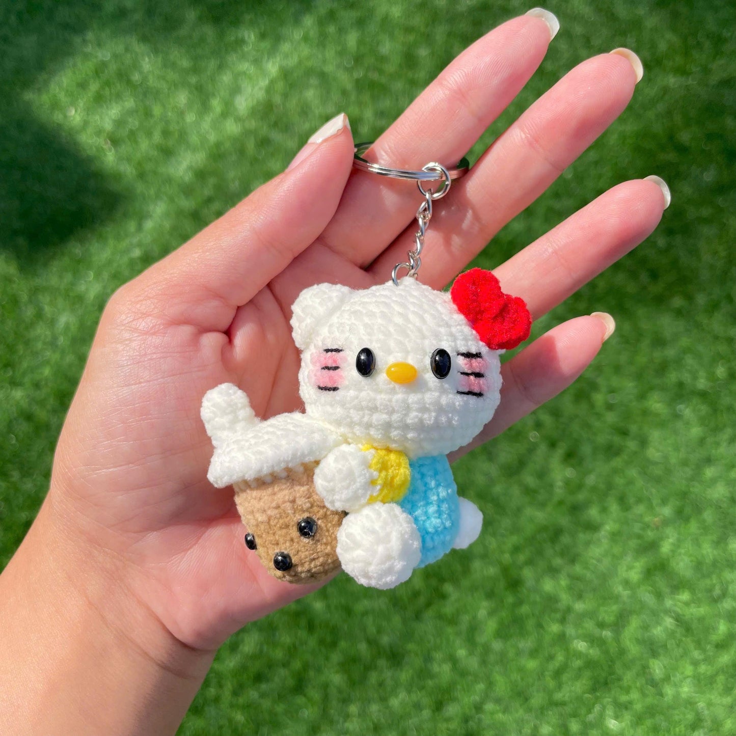 Handmade Crochet Hello Kitty Small Keychain