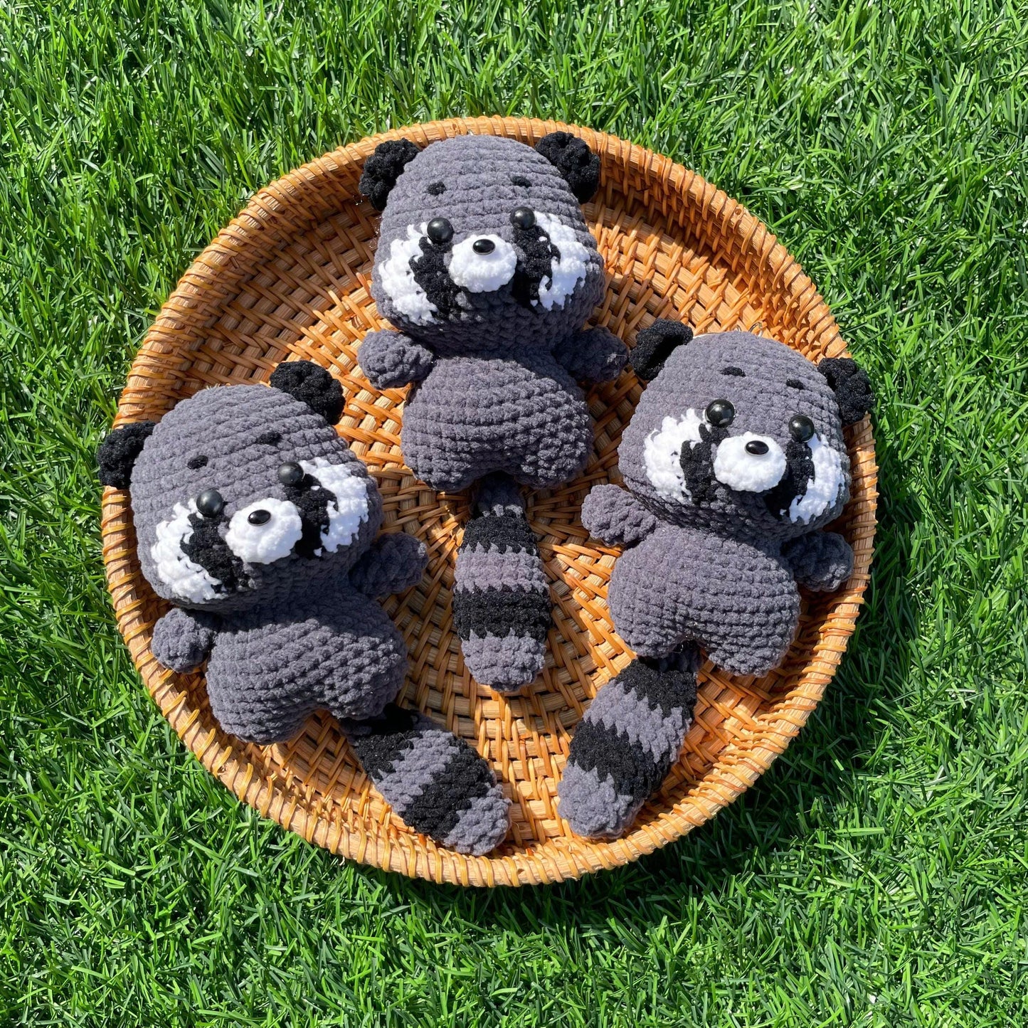 Handmade Crochet Raccoon Keychain