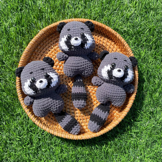 Handmade Crochet Raccoon Keychain