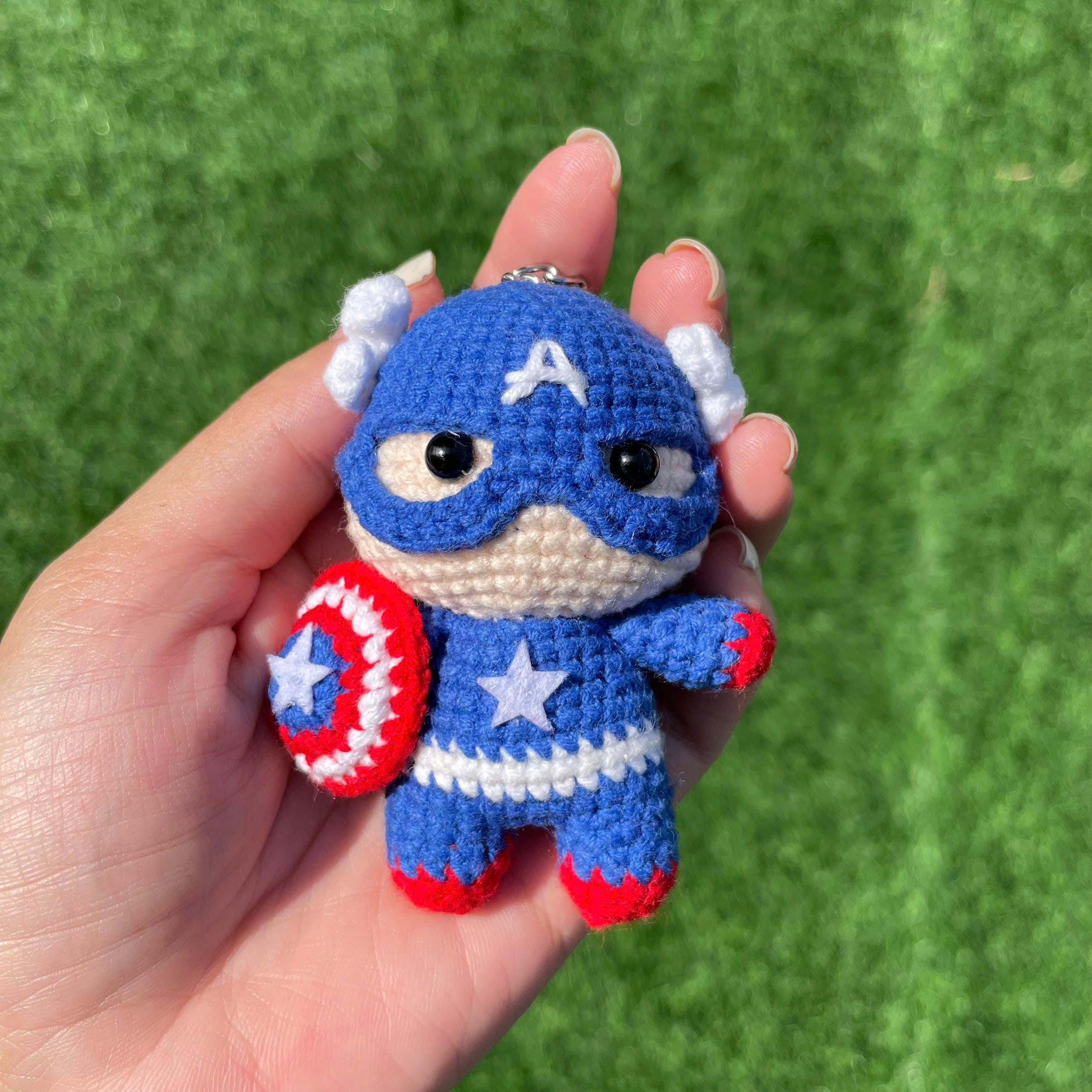 Handmade Crochet Flash Superhero Small Keychain