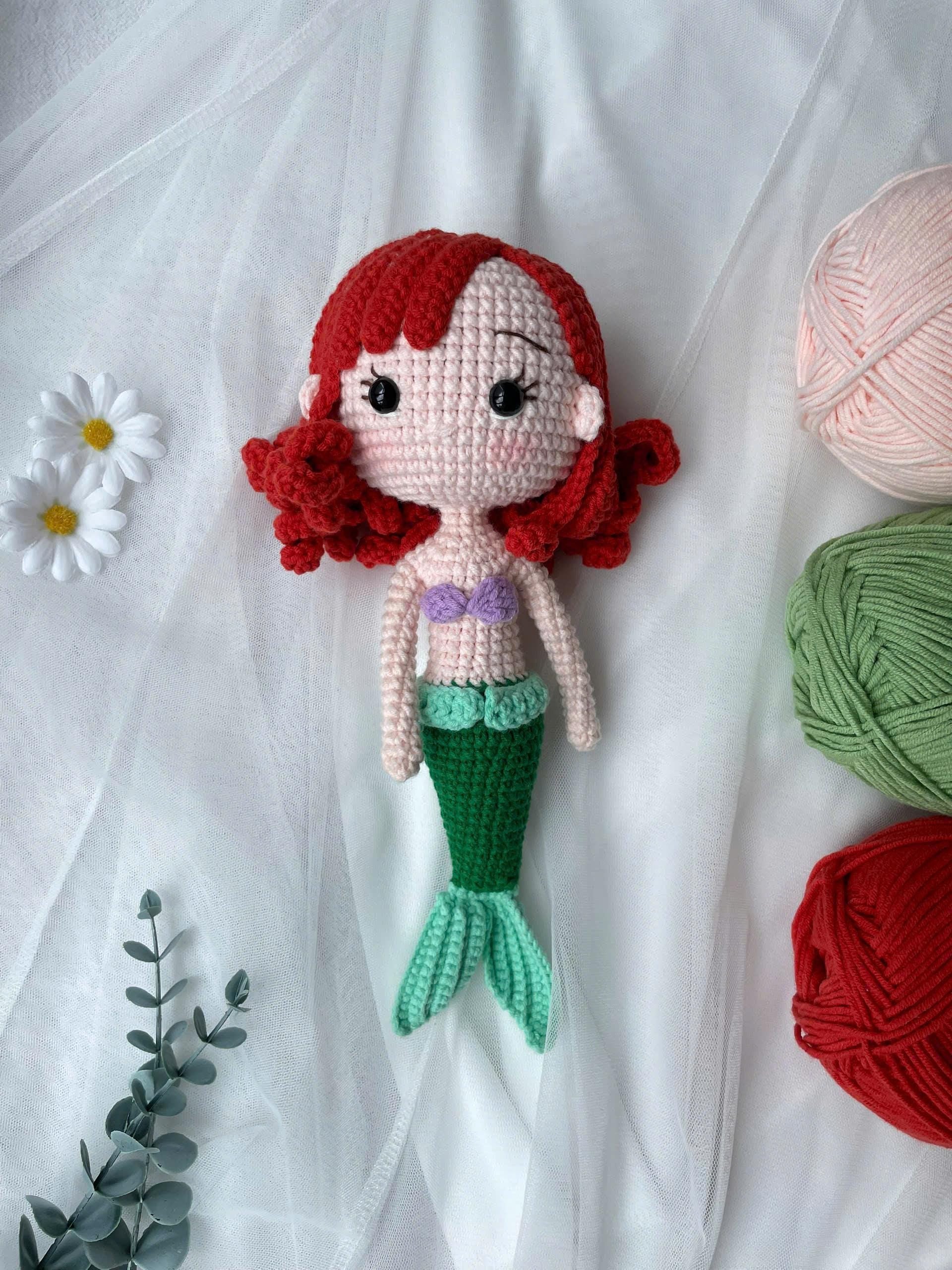 Handmade Crochet Ariel Mermaid Princess Doll