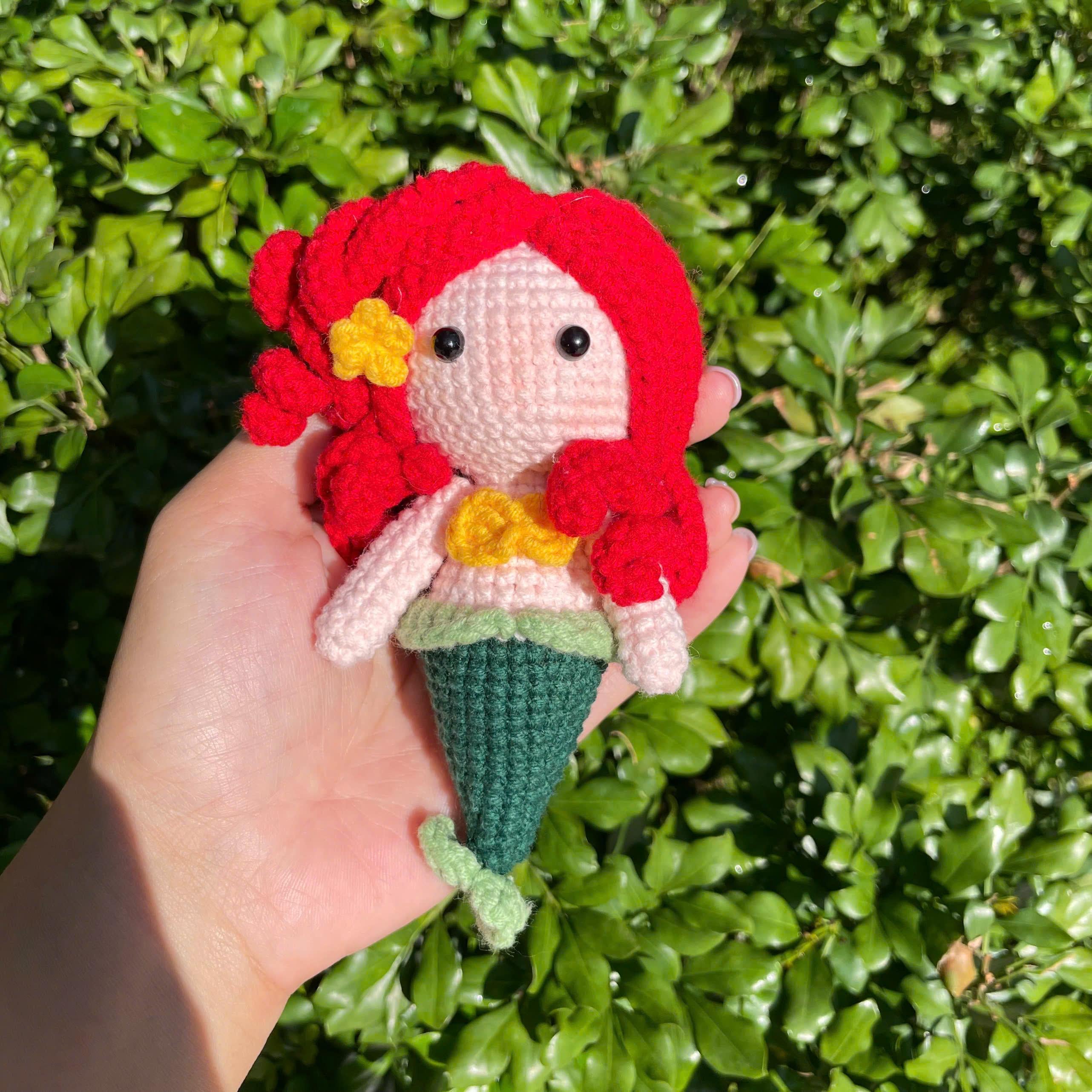 Handmade Crochet Ariel Princess Little Mermaid Keychain