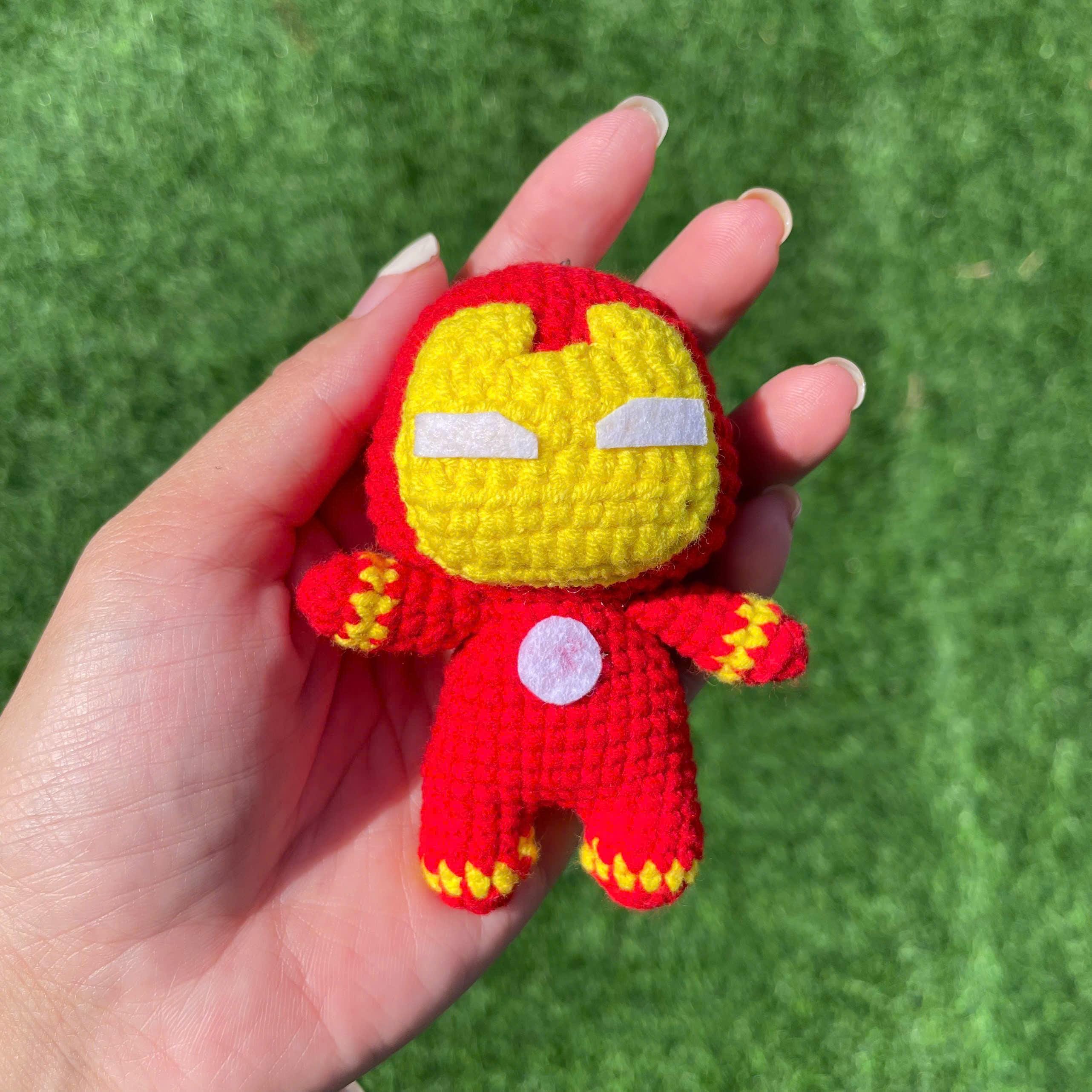 Handmade Crochet Ironman Superhero Small Keychain