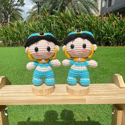 Handmade Crochet Jasmine Princess Keychain