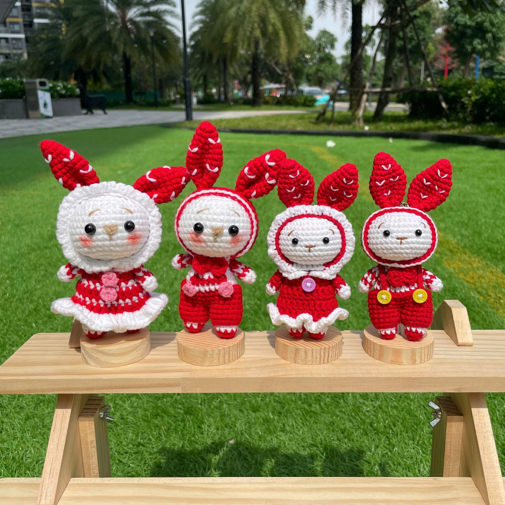 Handmade Crochet Bunny Couple Keychain