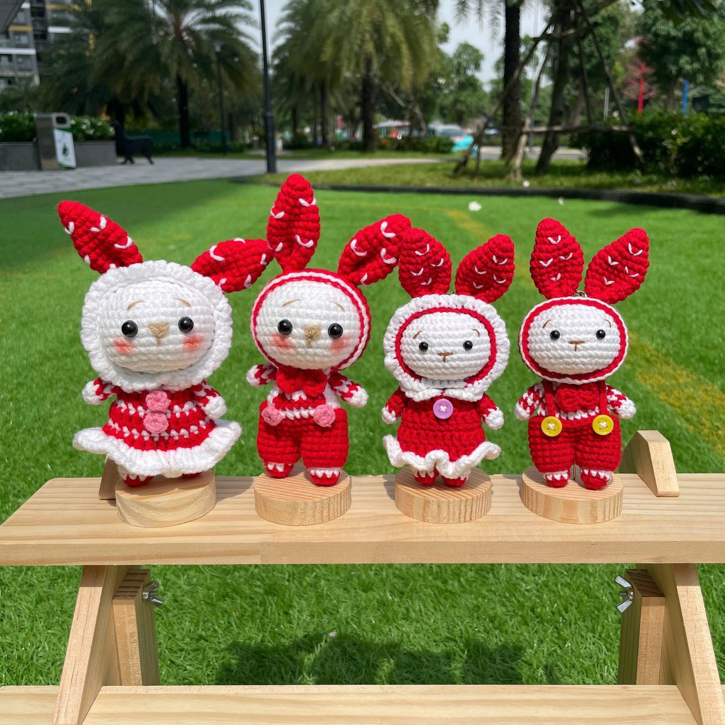 Handmade Crochet Bunny Couple Keychain