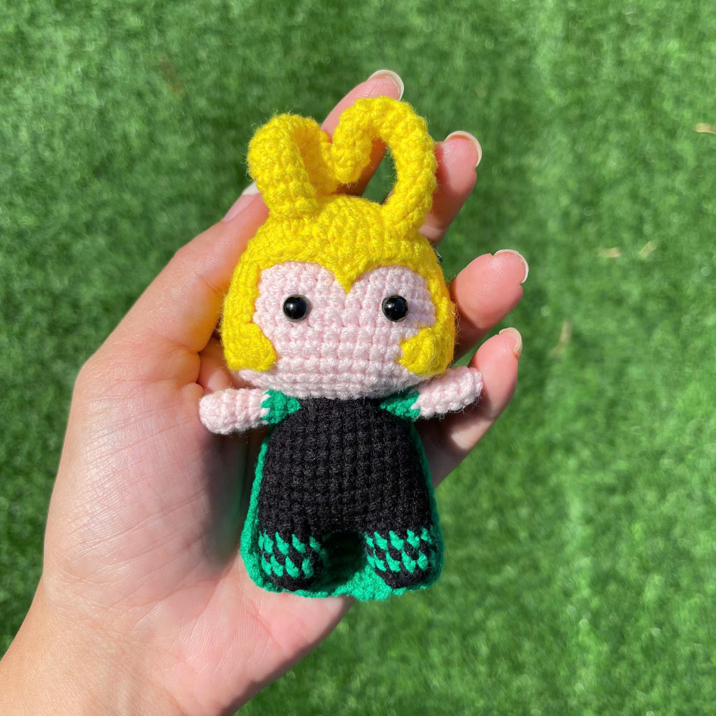 Handmade Crochet Loki Superhero Small Keychain