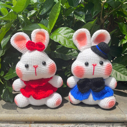 Handmade Crochet Bunny Couple Plushies