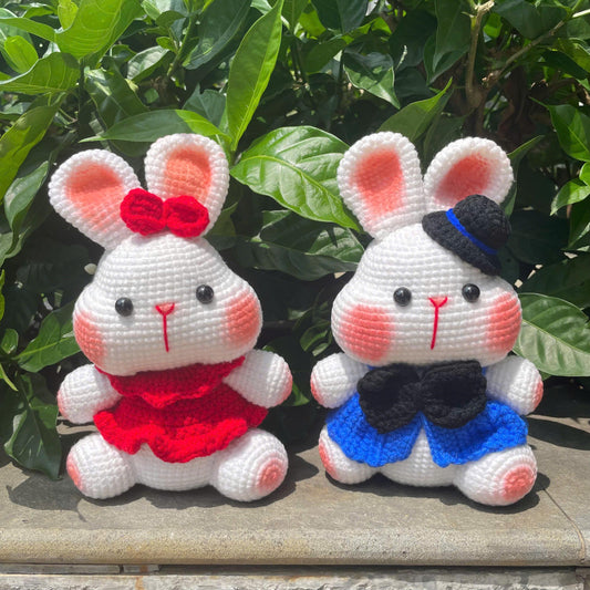 Handmade Crochet Bunny Couple Plushies