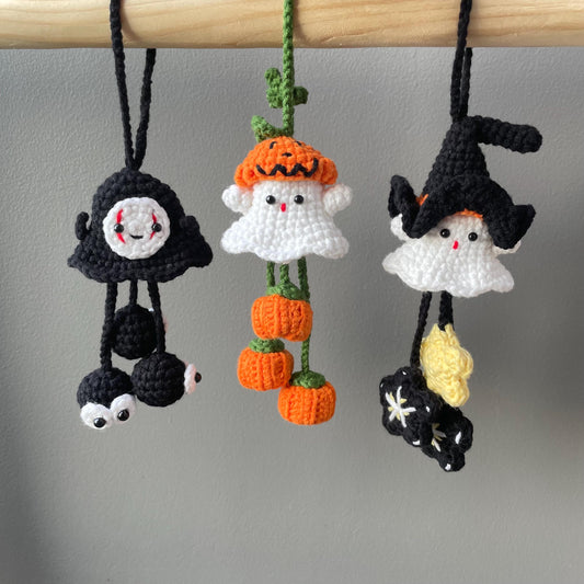 Handmade Crochet Spooky Halloween Car Hanging