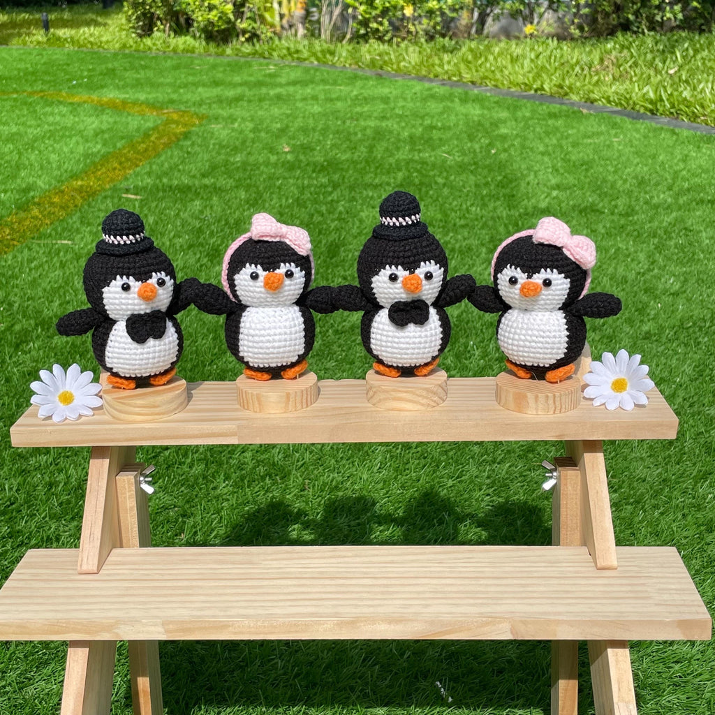 Handmade Crochet Penguin Couple Keychain
