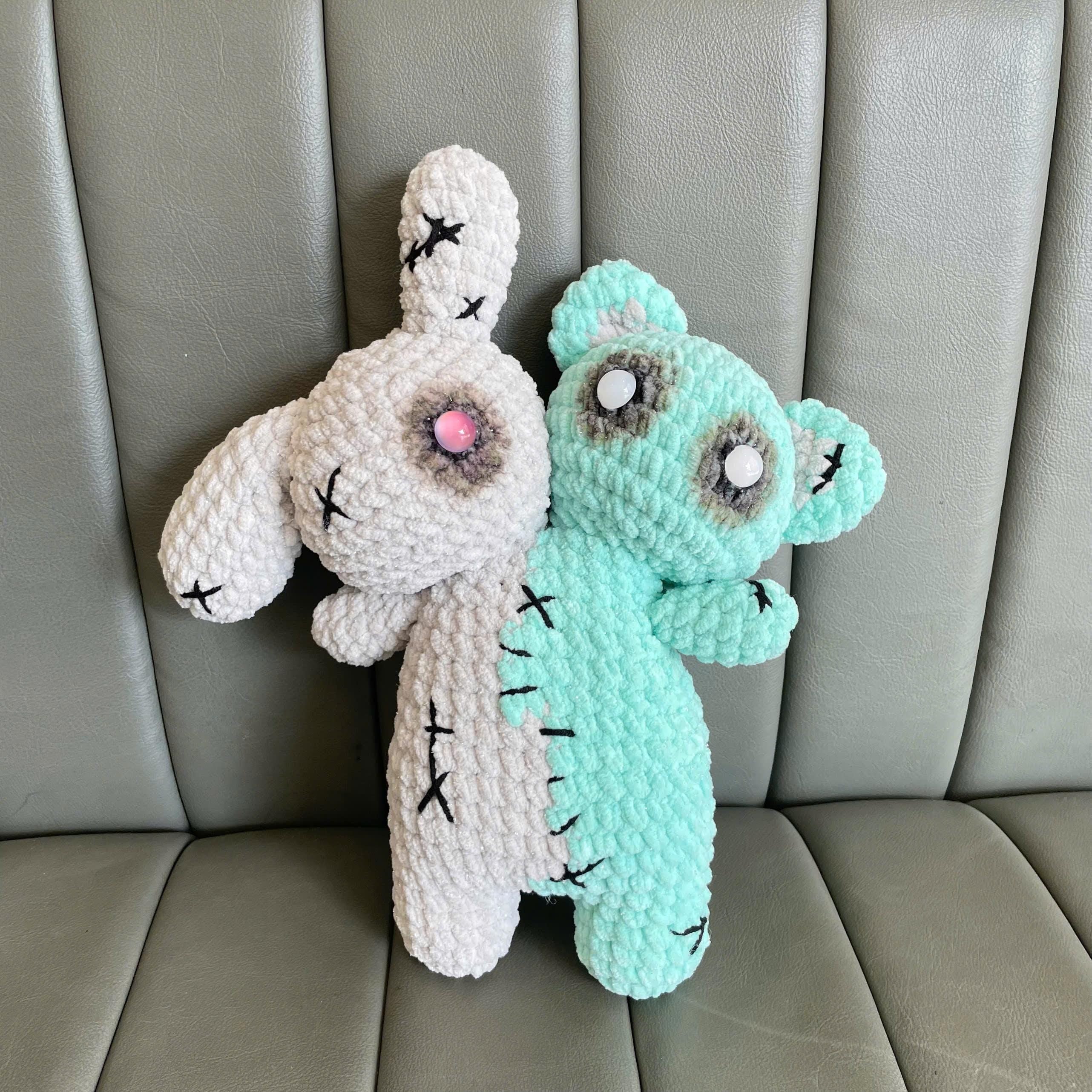 Creepy Crochet Halloween Bear Bunny Plush – Handmade Spooky Amigurumi Doll, Cute Scary Plush, Unique Halloween Collectible Gift, Decoration