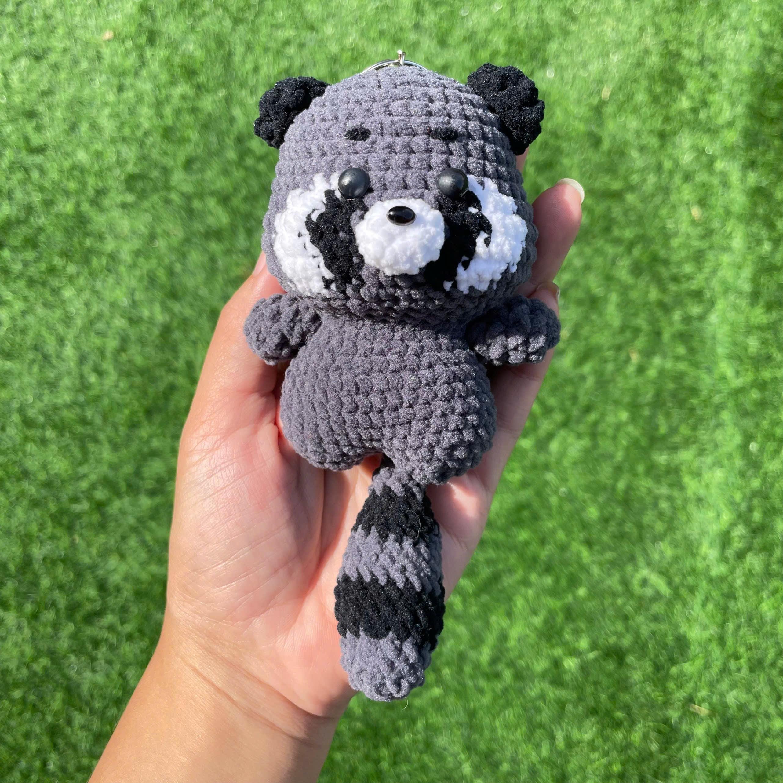 Handmade Crochet Raccoon Keychain