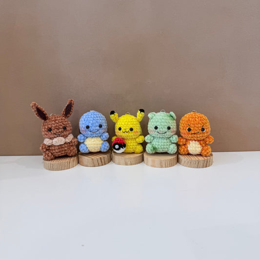 Handmade Crochet Pokemon Keychain Set